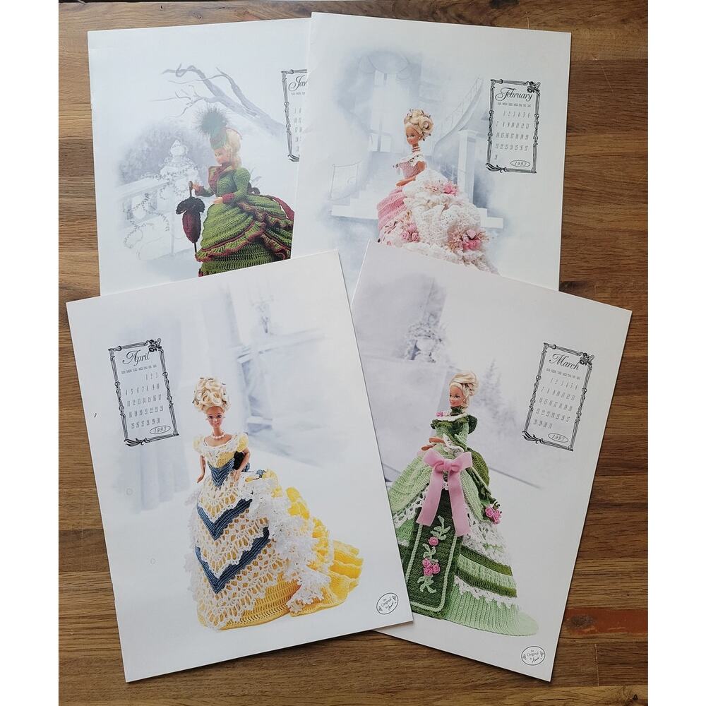 Lot of 4 Annie's Attic Victorian Lady Centennial 1993 Crochet Doll